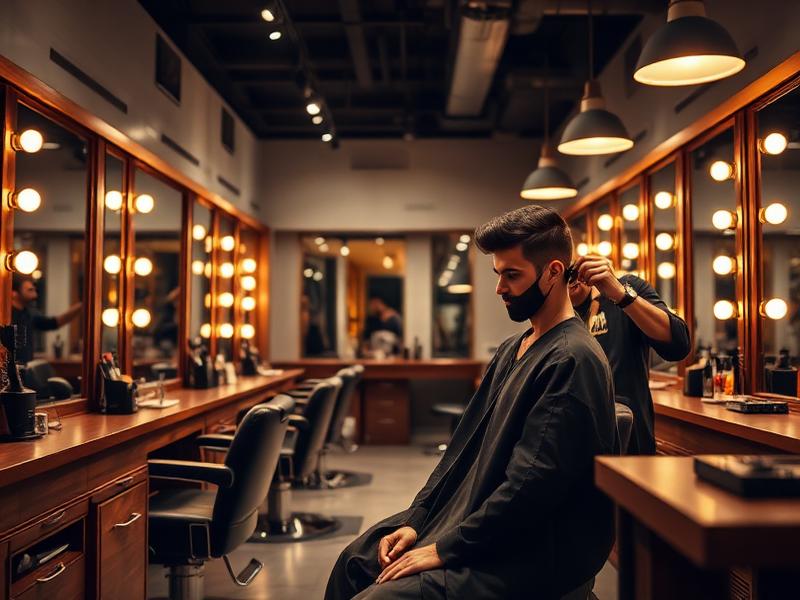 Barbearia moderna com equipamentos profissionais
