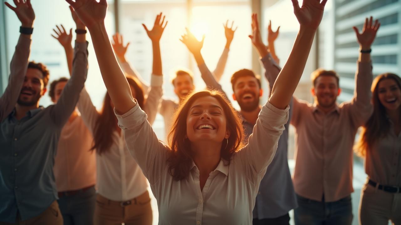 Comunidade de profissionais da beleza celebrando o sucesso com tecnologia